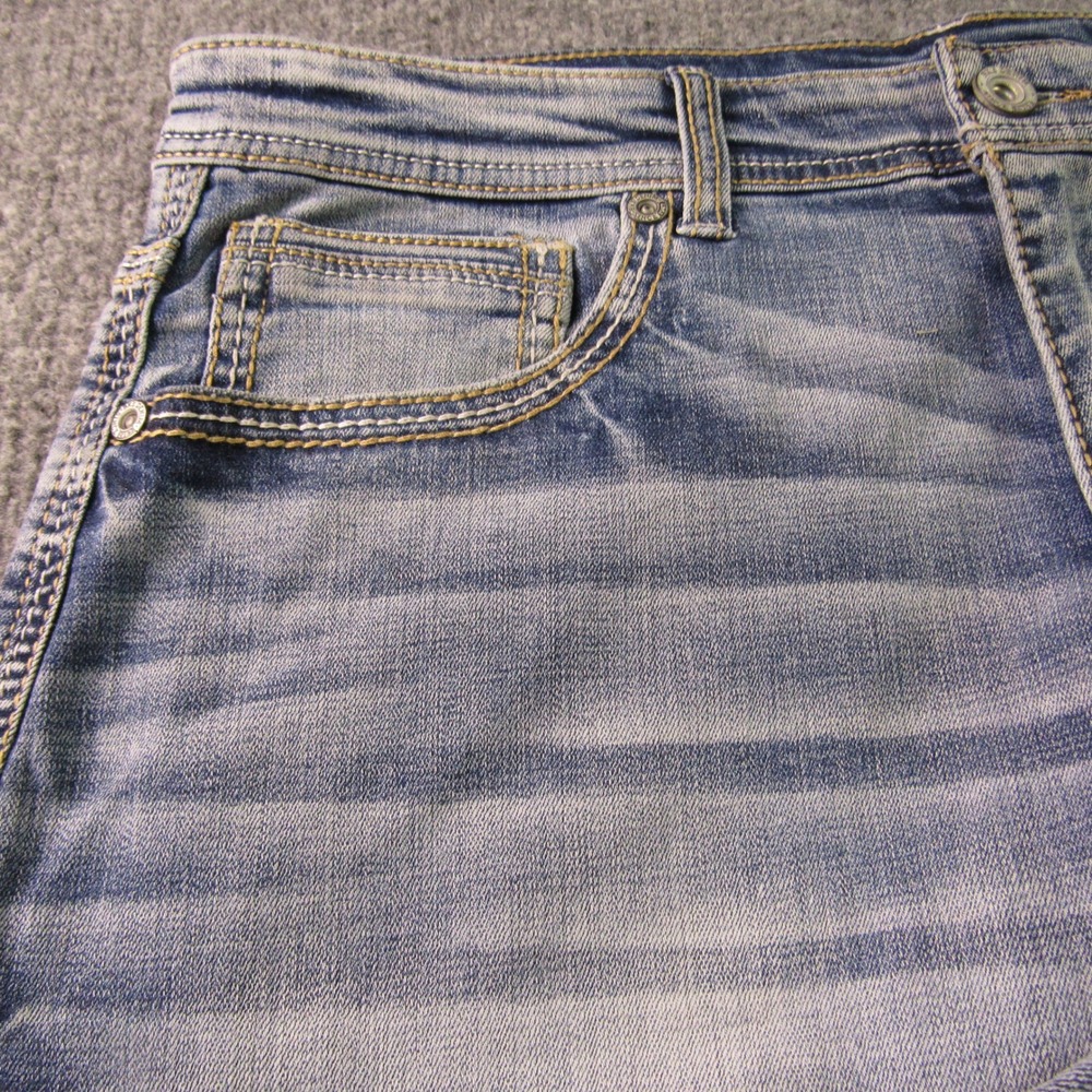 BKE Seth Jeans Men 36x34 Loose Blue Light Wash Straight Leg Stretch Thick Stitch - Picture 9 of 16